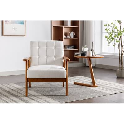 Leisure Chair with Solid Wood Armrest and Feet for Living Room Bedroom Studio chair