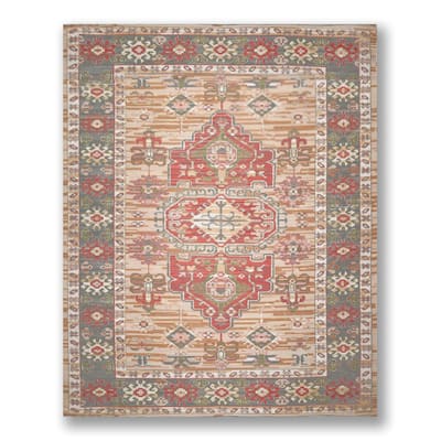 Handmade Tan, Rust FlatweavePolyster Traditional Oriental Area Rug