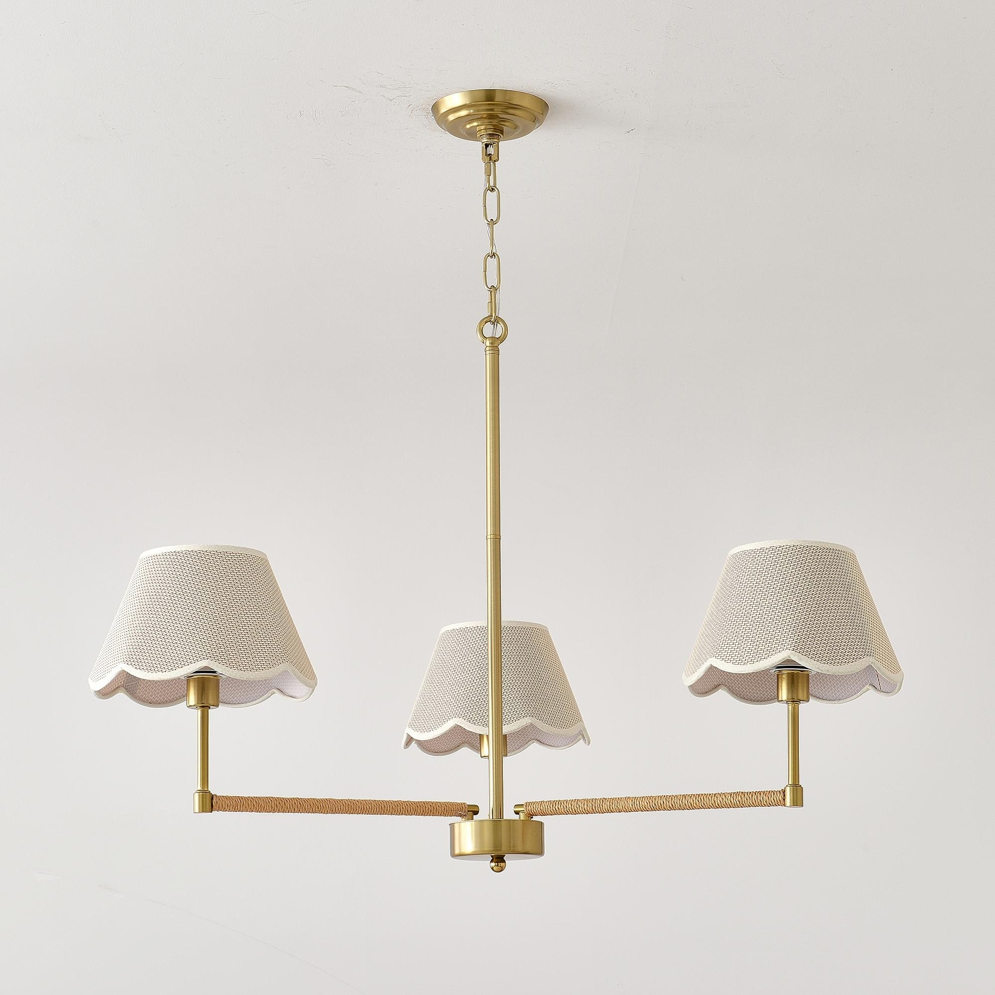 Contemporary Rope Chandelier with Fabric Shades