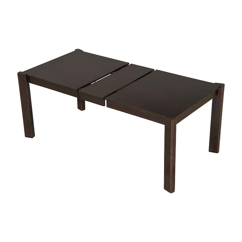 Modern Farmhouse Extendable Dining Table Set with Solid Wood Rattan Chairs, Expandable 59" to 73" for 4-8 Guests