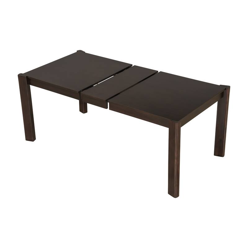 Modern Farmhouse Extendable Dining Table Set with Solid Wood Rattan Chairs-Expandable 59" to 73" for 4-8 Guests