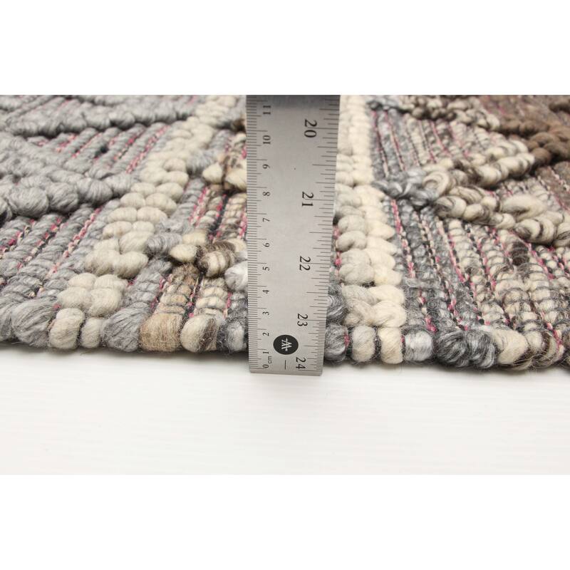 ECARPETGALLERY Braid weave Sienna Grey Wool Rug - 5'2 x 7'10