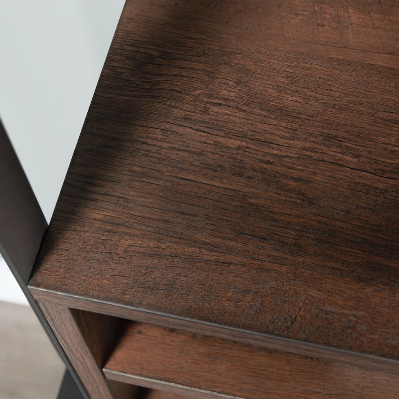 Wood Library Hutch with Adjustable Shelf, Brown - 32.28" W x 11.54" D x 36.77" H