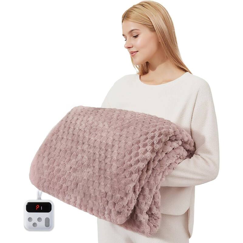 6 Heating Levels Cozy Soft Electric Heated Blanket Throw, Pink - 50"*60"