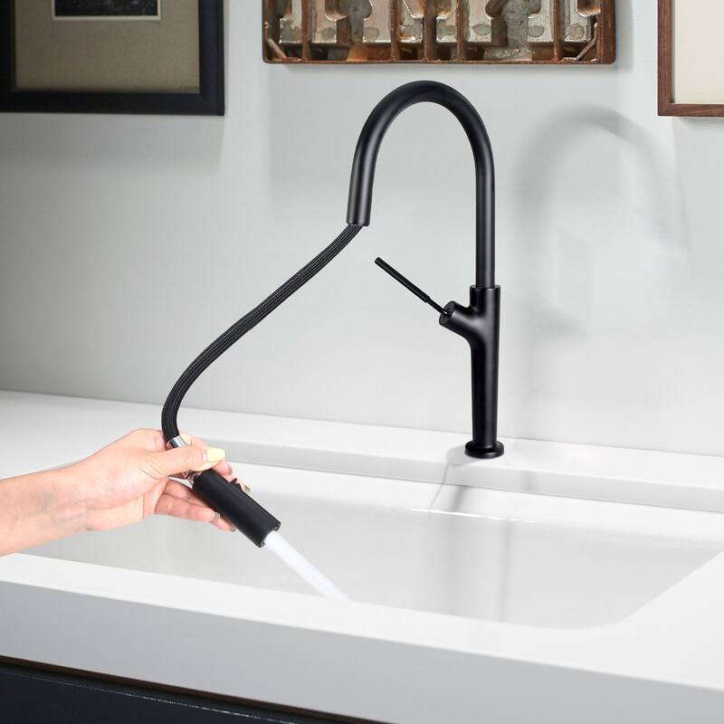 Single Handle Kitchen Faucet with Pull Down Sprayer Brass 1 Hole Brass Pull Down Kitchen Sink Faucets