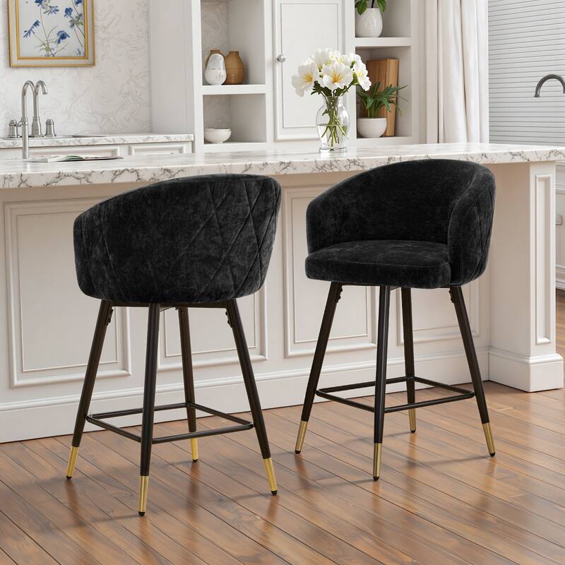 26" Counter Height Swivel Barstool with Arms and Metal Legs - 37"H x 22"W x 22"D