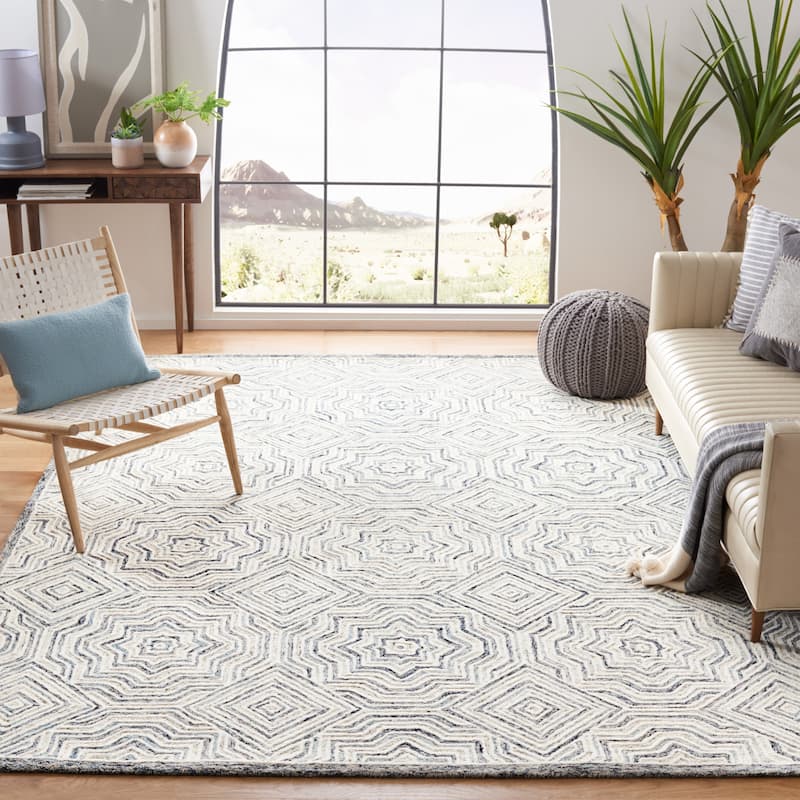 SAFAVIEH Handmade Capri Diyana Contemporary Wool Rug - 6' x 9' - Beige/Blue