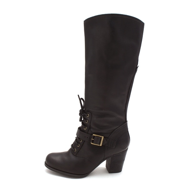 timberland black high heel boots