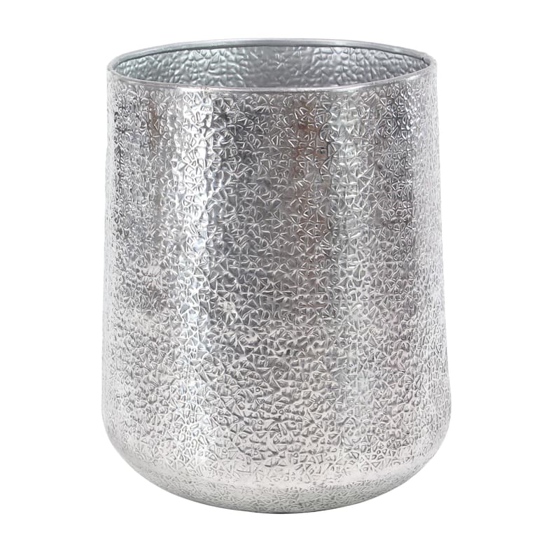 Aluminum Metal Indoor Outdoor Planter with Hammered Design - Set of 3 Silver or Gold - Roche River Decor