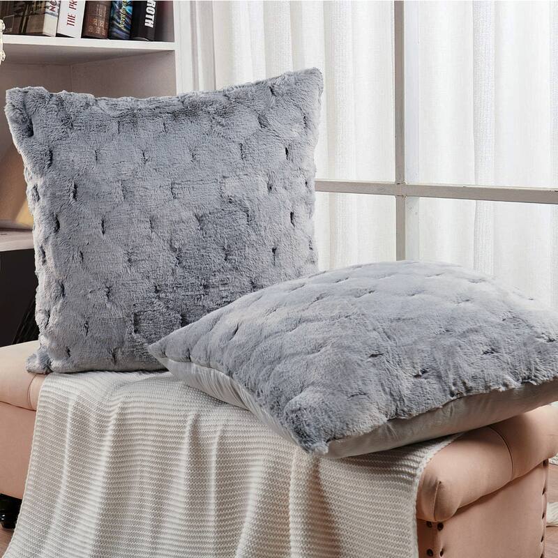 Serenta JacquardRabbit FauxFur Pillow Cover 2 Piece, NO INSERT
