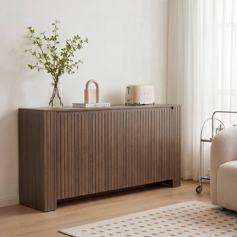 Mid-Century Modern Large 4-Door Cabinet Storage Sideboard