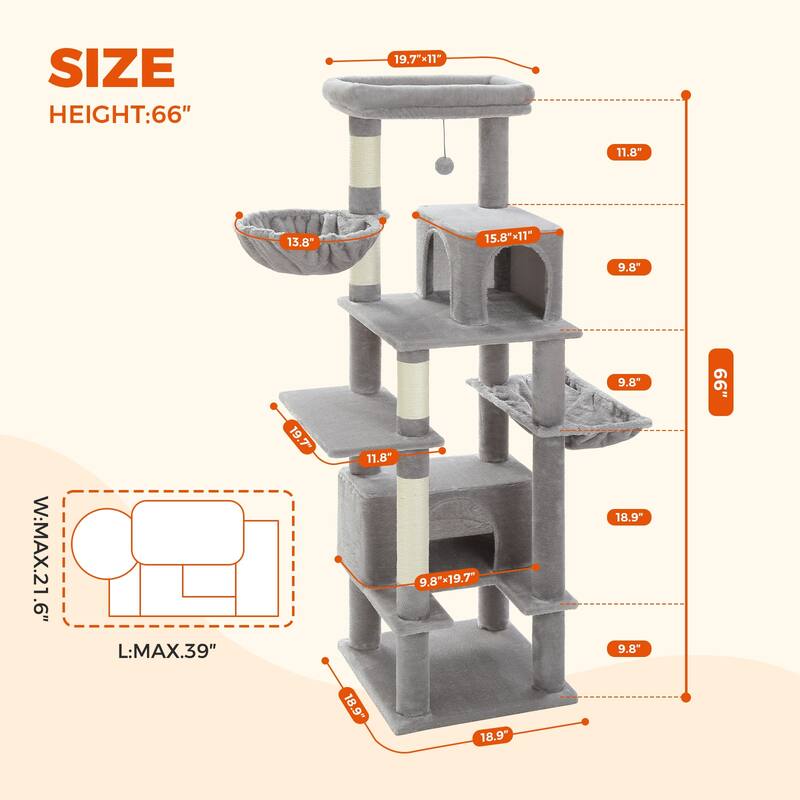 Indoor Cat Tower with Metal Hammock
