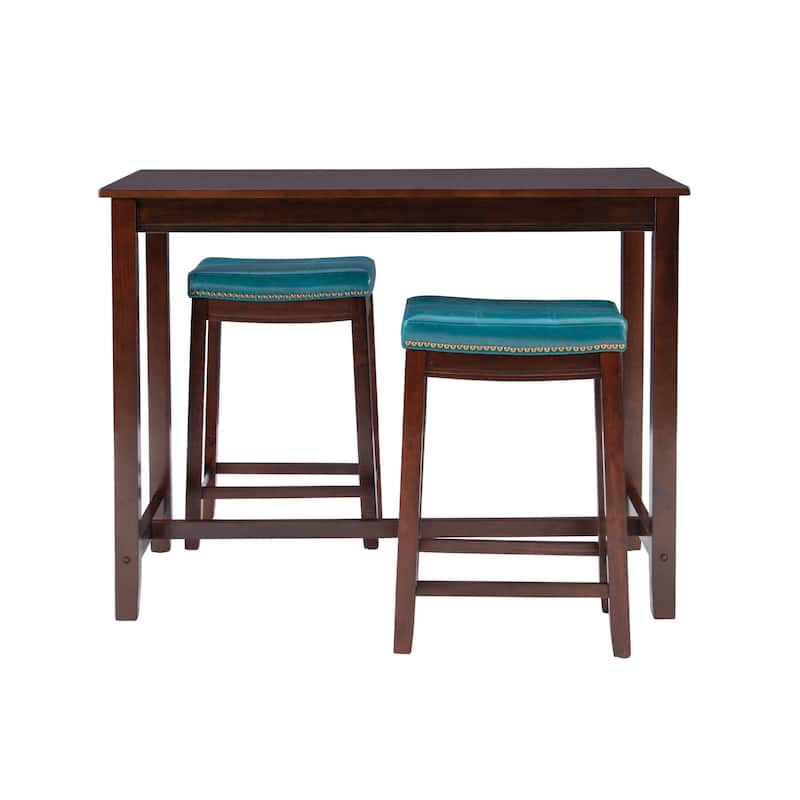 3-Piece Counter Table and Stools - 47.25" - Brown and Blue