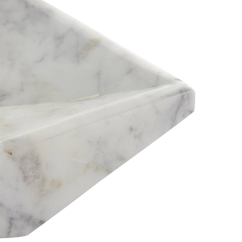 White Marble Square Geometric Living Room Decor Tray