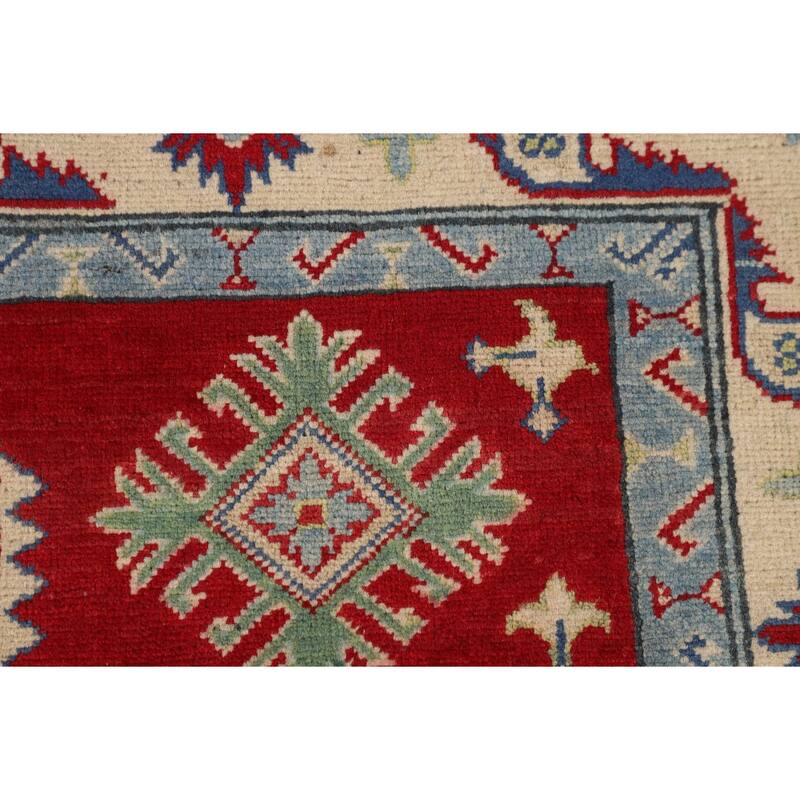Oriental Red Kazak Area Rug Handmade Wool Carpet - 5'2" x 6'7"