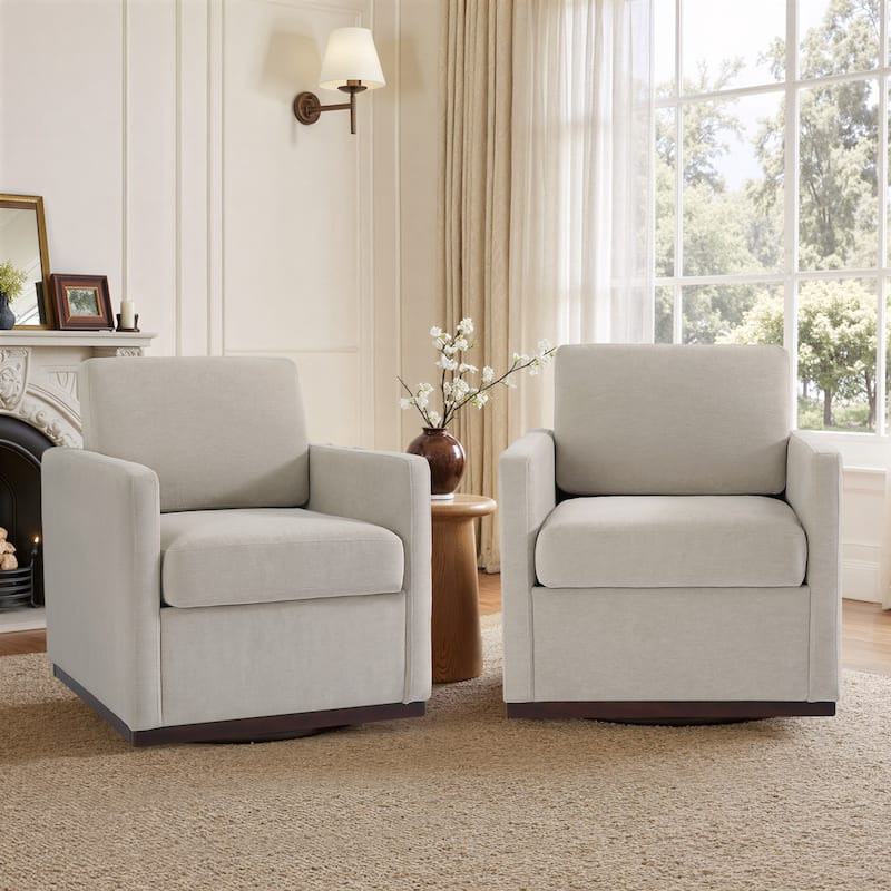 Set of 2 Modern Swivel Accent Armchairs Upholstered Arm Chairs