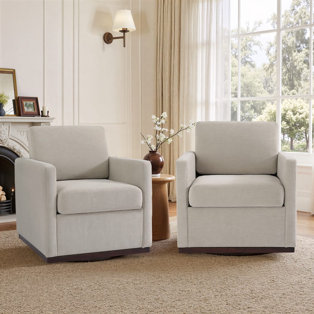 Set of 2 Modern Swivel Accent Armchairs Upholstered Arm Chairs