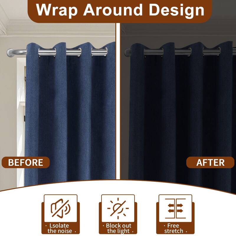 Meriville 1-Inch Diameter Wrap Around Blackout Curtain Rod, Round Base