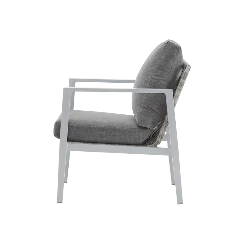 [Set of 2] Aluminum Lounge Chair with Sleek Rope Accents and Comfortable Cushions, Perfect for Modern Outdoor and Indoor Spaces