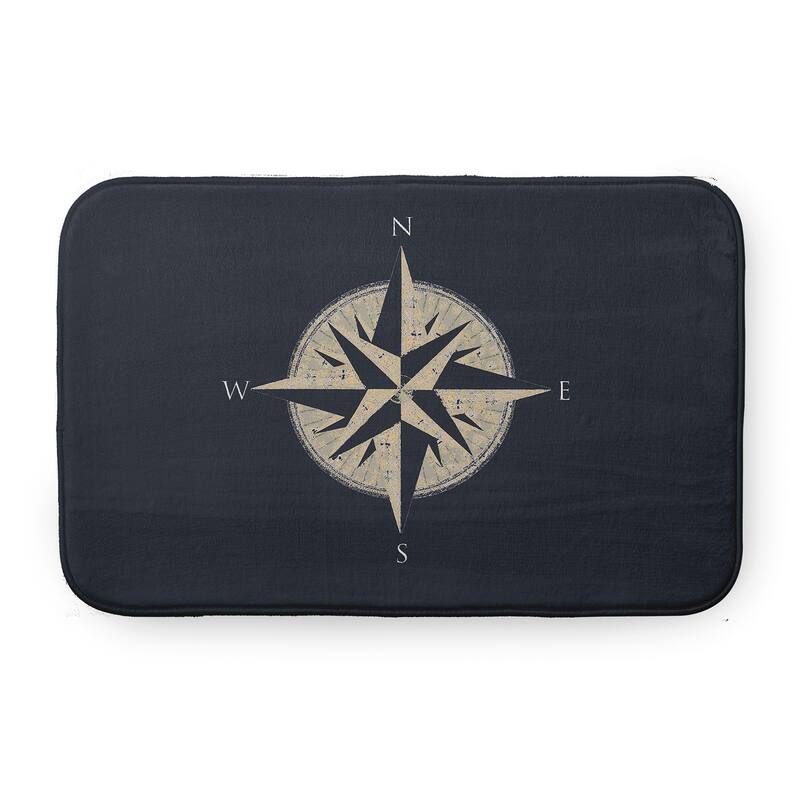 Compass Bathmat - 34" x 21" - Shark Blue