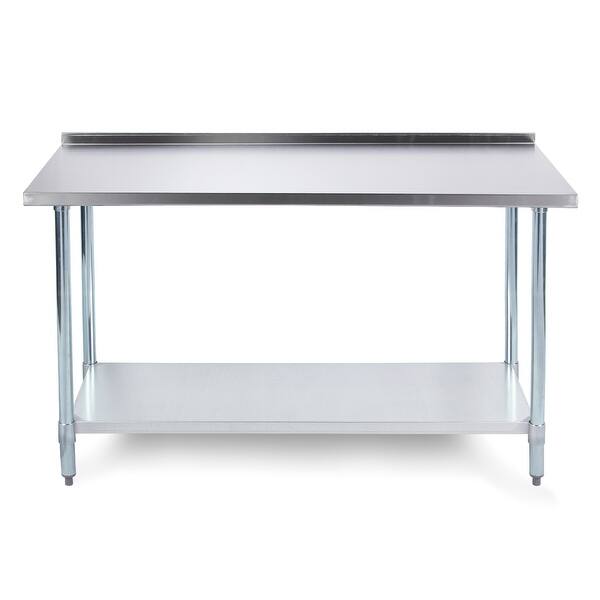 Shop Arksen 60 X 24 18 Gauge Industrial Kitchen Food Prep Work Table W Backsplash Stainless Steel Overstock 22825100