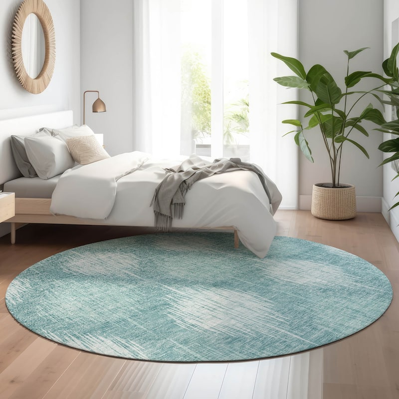 Premium Washable Super Soft Abstract Ombre Mayfield Rug - Teal - 8' x 8'