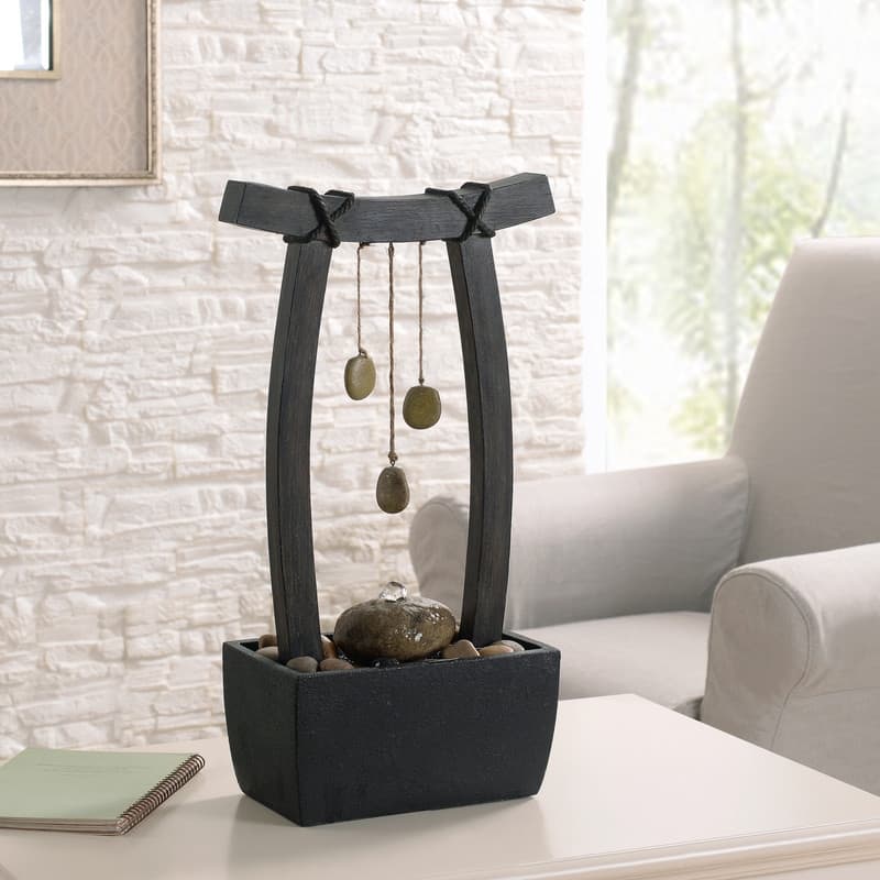 Serenity Wood Grain Finish Indoor/Outdoor Table Fountain