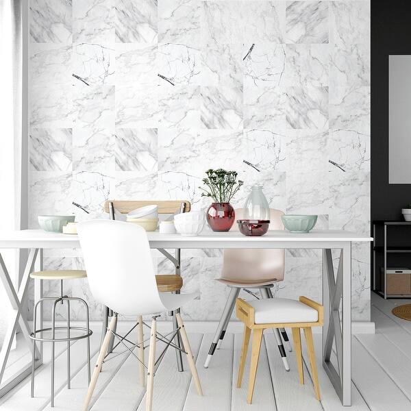Shop Walplus Bathroom Kitchen Marble Wall Tile Stickers Peel And