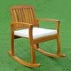 preview thumbnail 3 of 5, Outsunny Outdoor Patio Acacia Wood Rocking Chair with Cushioned Seat - White 1 PC