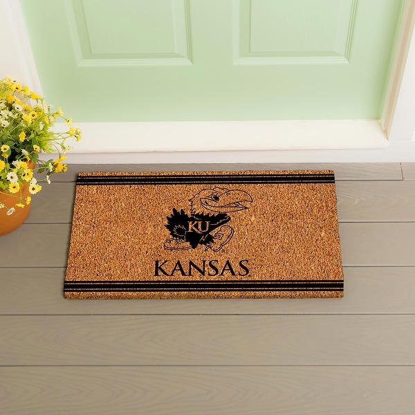 University of Kansas Monochrome Indoor/Outdoor Coir Door Mat - On