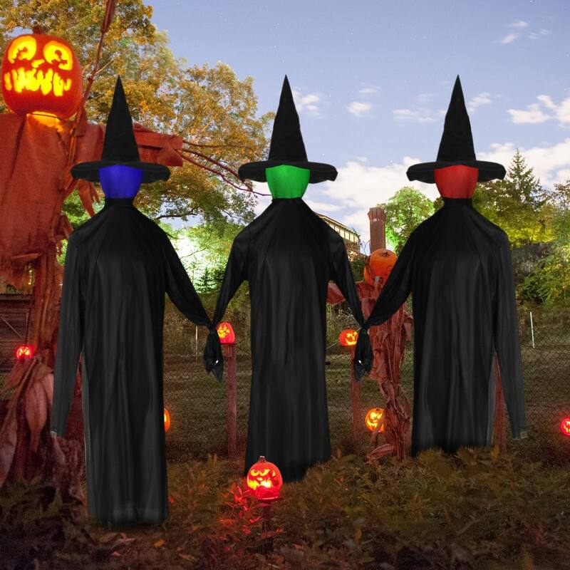 5.2ft Halloween Witches Outdoor Decorations with Pre-Recorded Sound