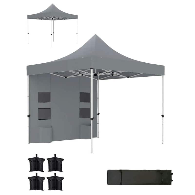 10' x 10' Heavy Duty Pop Up Canopy Tent with Sidewall, UPF50+