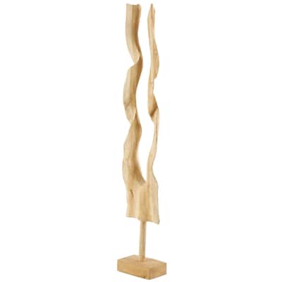 Teak Wood Abstract Handmade Live Edge Floor Sculpture - Brown - Roche River Decor - 14"W x 12"L x 60"H