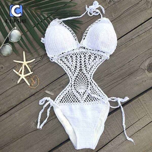 Shop Women S Crochet Beach Bikini Monokini One Piece Swimsuit