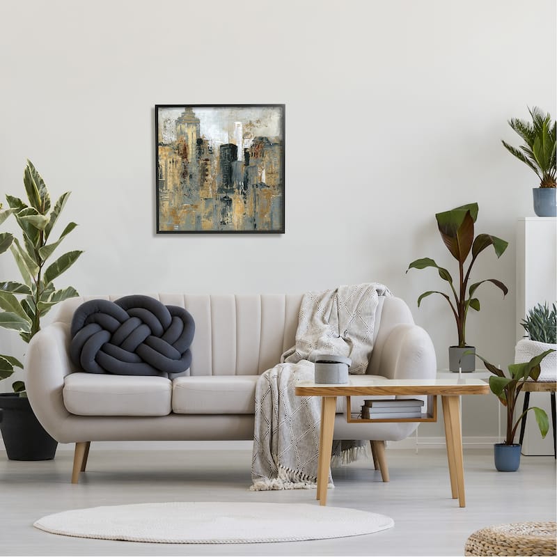 Stupell Abstract Cityscape Urban Buildings Modern Architecture Framed Wall Art, Design by Carol Robinson - Gold