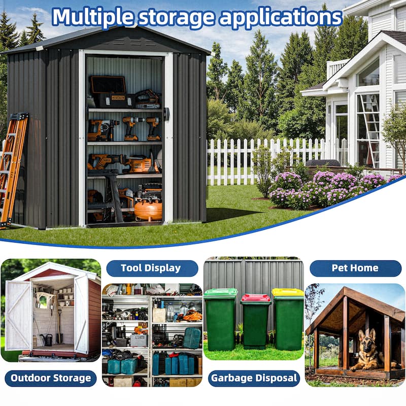 Futzca Outdoor Storage Shed with Ventilation, Multi-Purpose Tool Shed