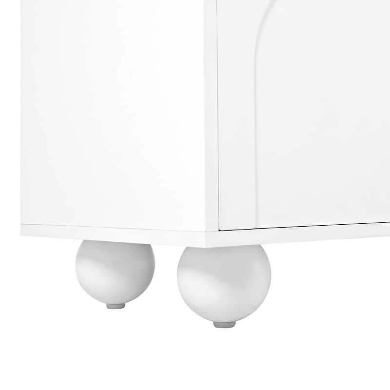 Cream Style TV Stand with Arched Doors and 2 Drawers, for TVs Up to 75" - 69.6" W × 15.7" D × 17.7" H