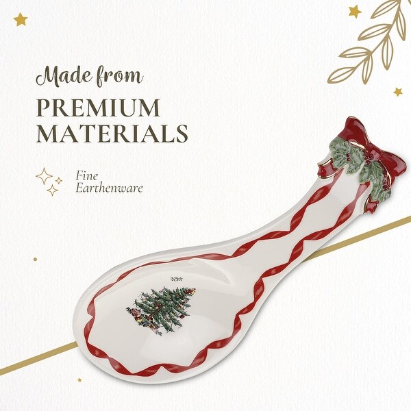 Spode Christmas Tree Ribbons Spoon Rest - 9.25