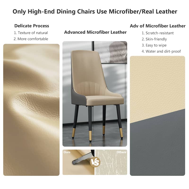 Modern Microfiber Leather Dining Chairs (Set of 2)