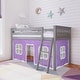 preview thumbnail 51 of 72, Max and Lily Twin Low Loft with Curtains Grey with Purple/White Curtain