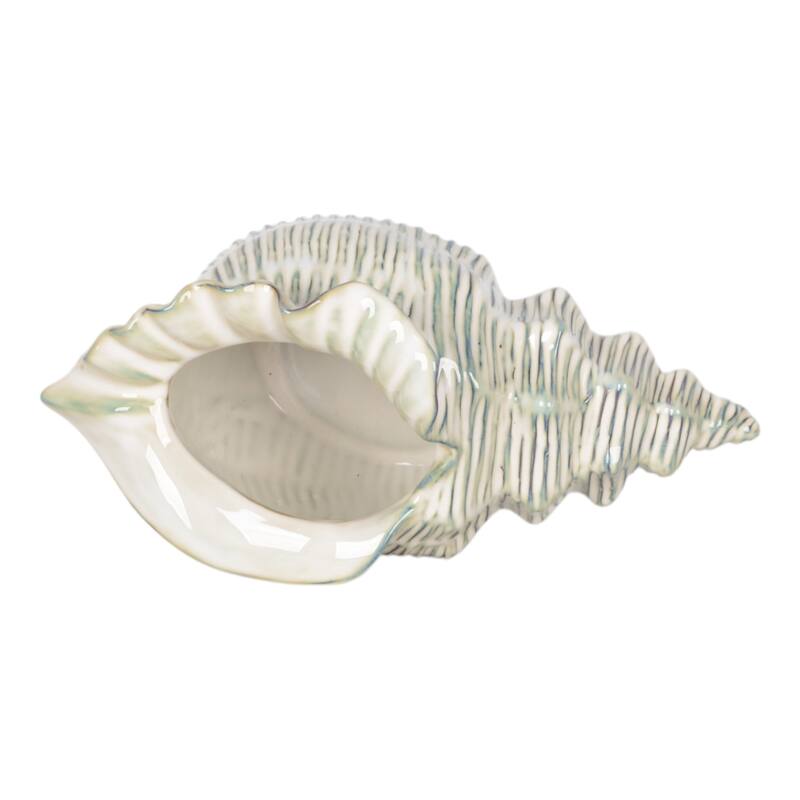 Ceramic Shell Shaped Sculpted Decorative Bowl with Textured Detail