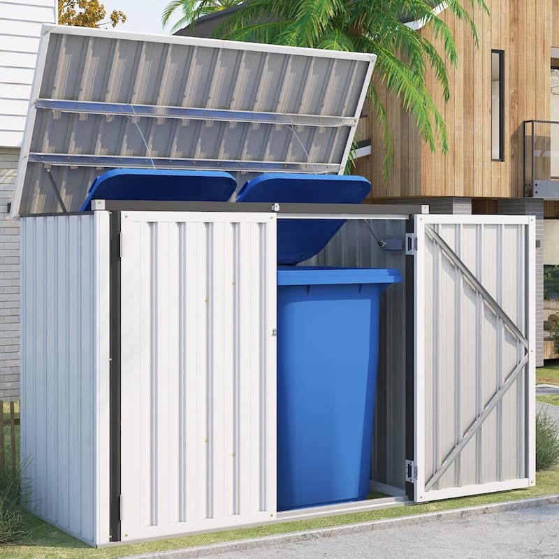 AECOJOY 46 Cu.Ft Horizontal Outdoor Storage Cabinet Box Sheds w/ Lockable Door - 46 Cu. Ft