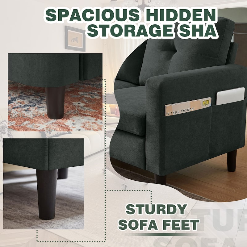 3 Pieces Living Room Set with Storage Ottoman