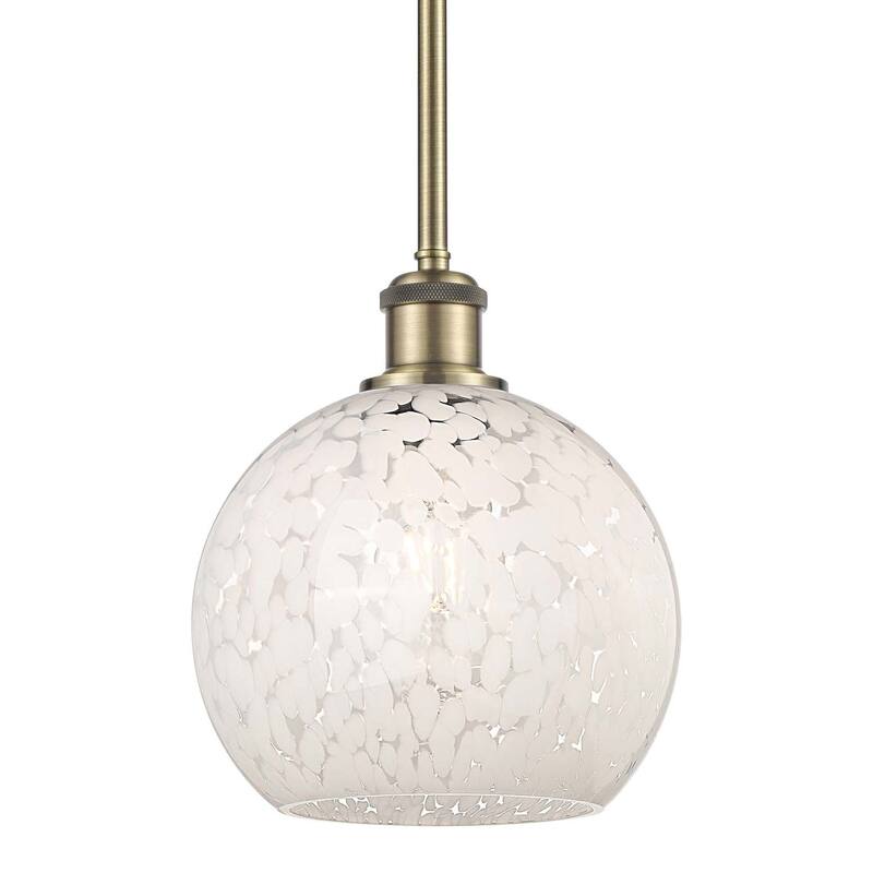 Innovations Lighting 516-1S-10-8 White Mouchette Pendant White - Antique Brass / White Mouchette