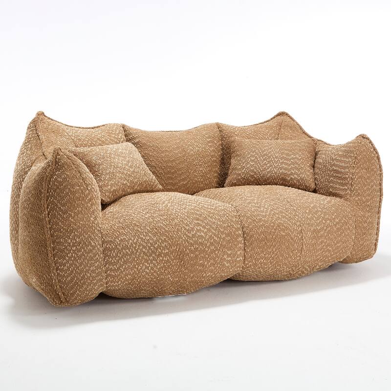 73.2" Chenille Oversized Beanbag Sofa Chair with High-Resilience Foam, Armrests and Handles