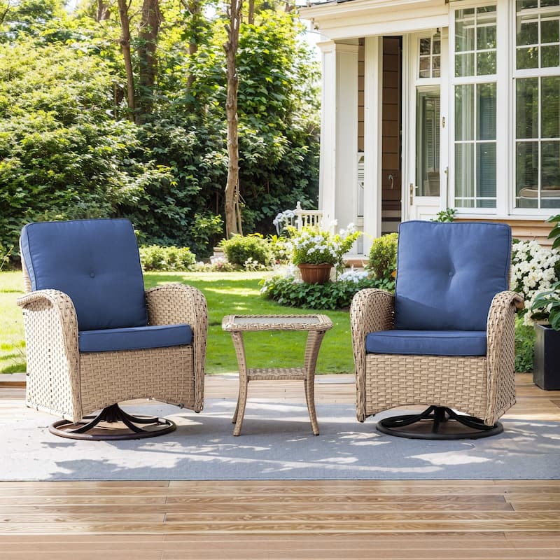 Gymojoy Patio Furniture Set Outdoor Wicker Swivel Glider Chairs Set