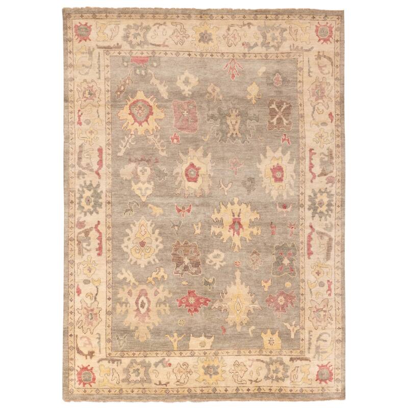 ECARPETGALLERY Hand-knotted Modern Oushak Grey Wool Rug - 8'11 x 12'0