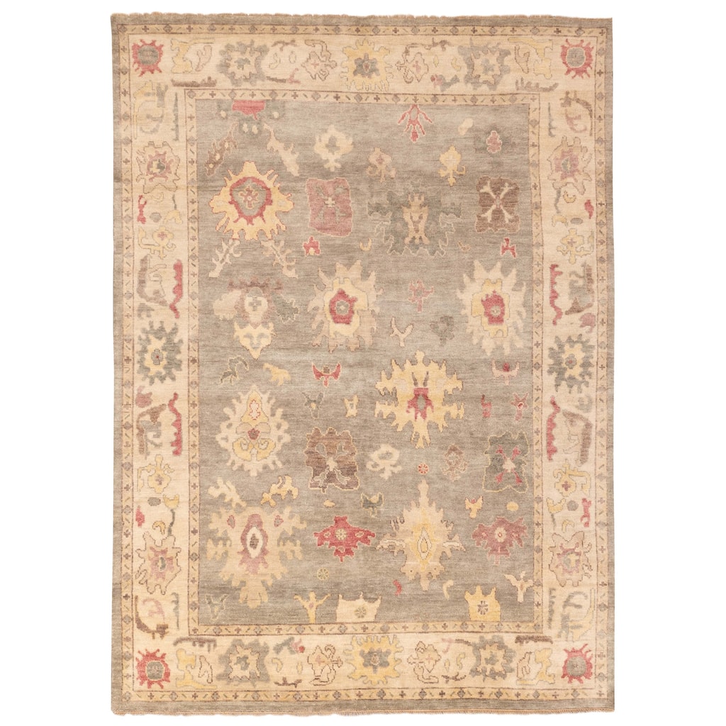 ECARPETGALLERY Hand-knotted Modern Oushak Grey Wool Rug - 8'11 x 12'0