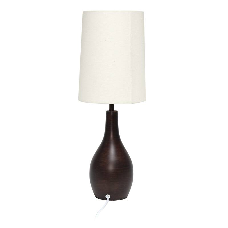 Decorative Hourglass Table Lamp with White Fabric Shade and Metal Base 40W Max Rotary Switch - 7”L x 7”W x 19.50”H