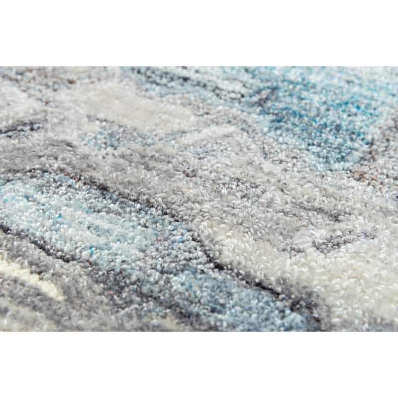 Alora Decor Spirit Blue and Grey Abstract Hand-tufted Wool Blend Rug